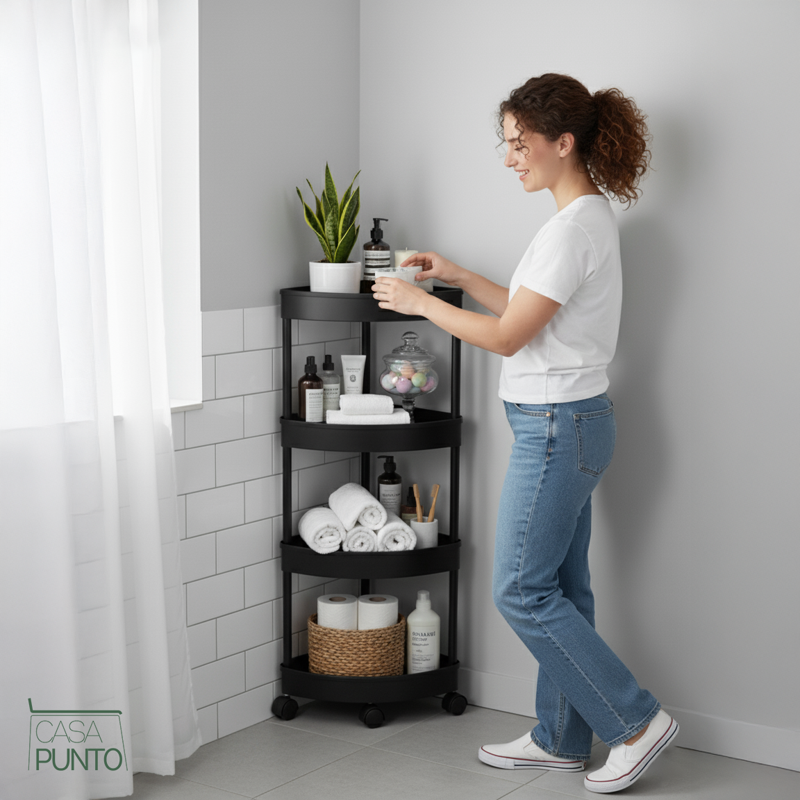 Hodun Mobile Corner Shelf - Rolling Storage Cart with Wheels