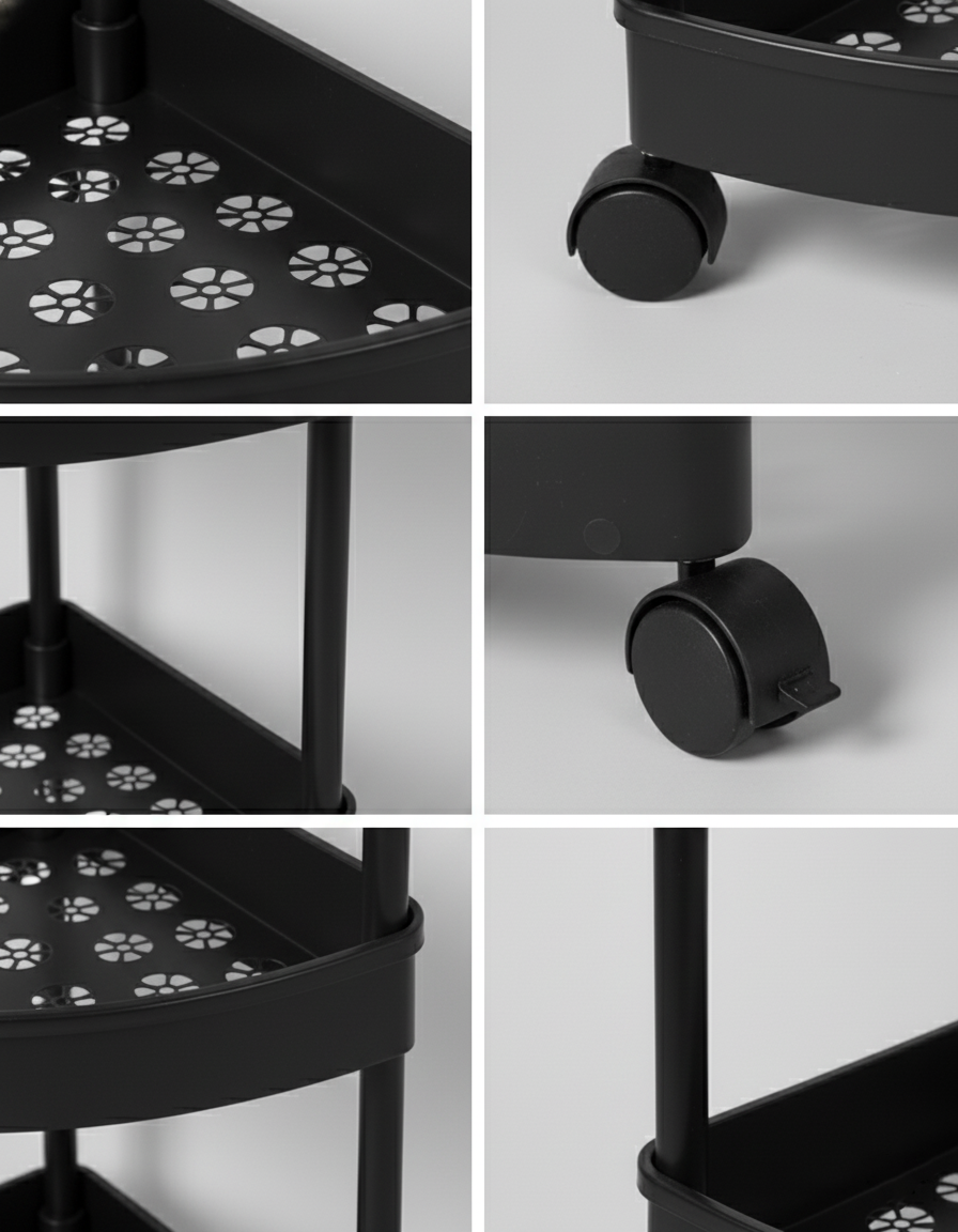 Hodun Mobile Corner Shelf - Rolling Storage Cart with Wheels