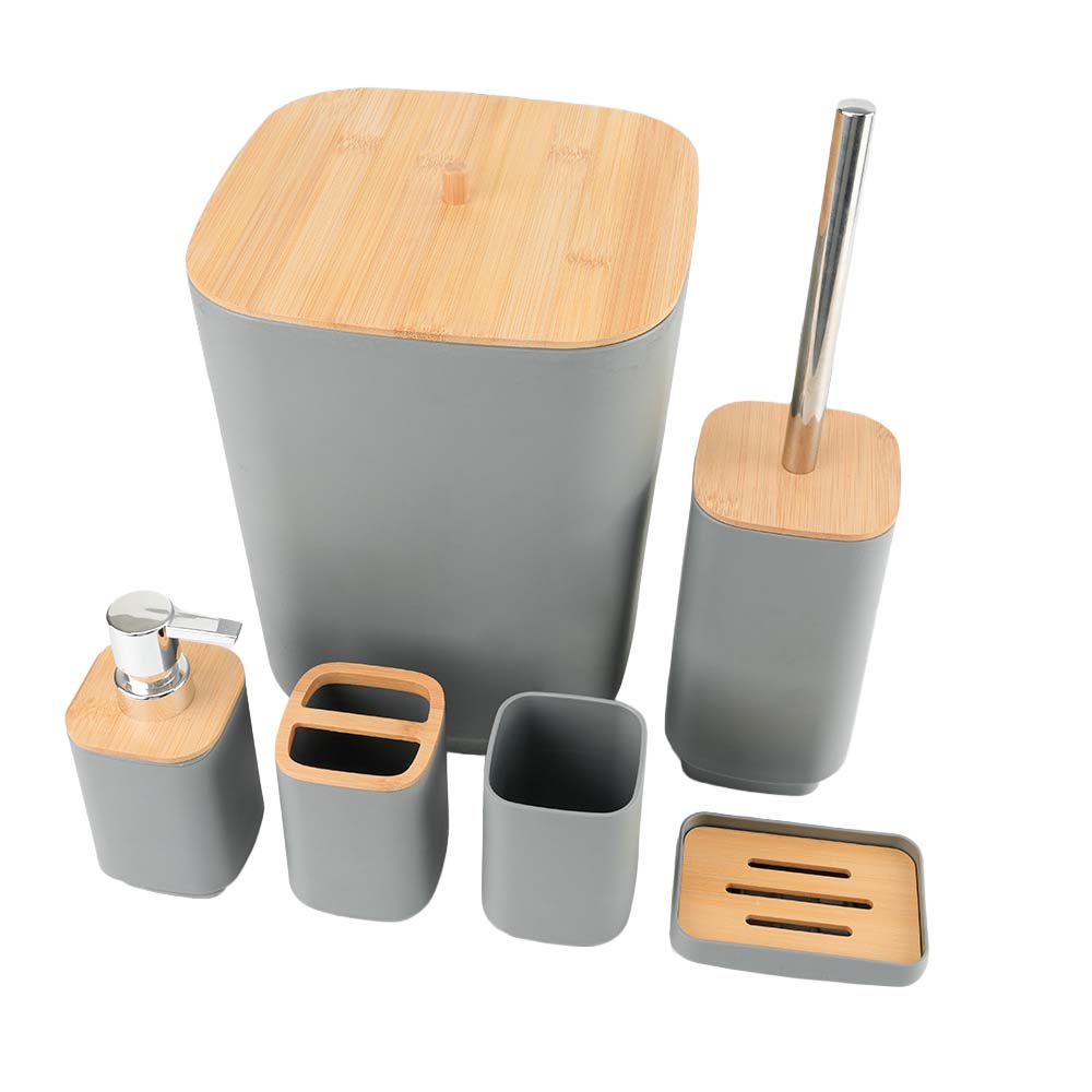 Juego de accesorios de baño de bambú de 6 piezas Hugi