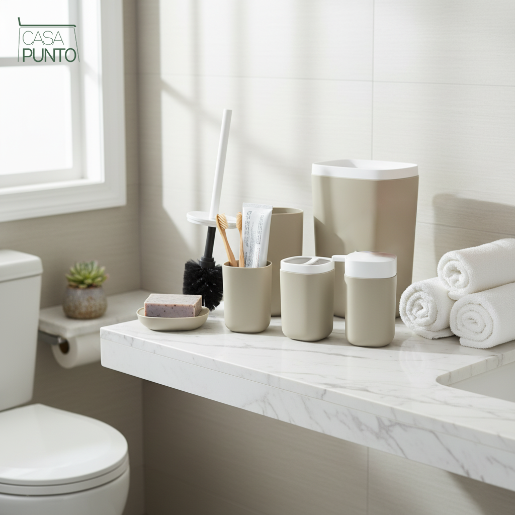 Juego de accesorios de baño de bambú Vigi de 6 piezas