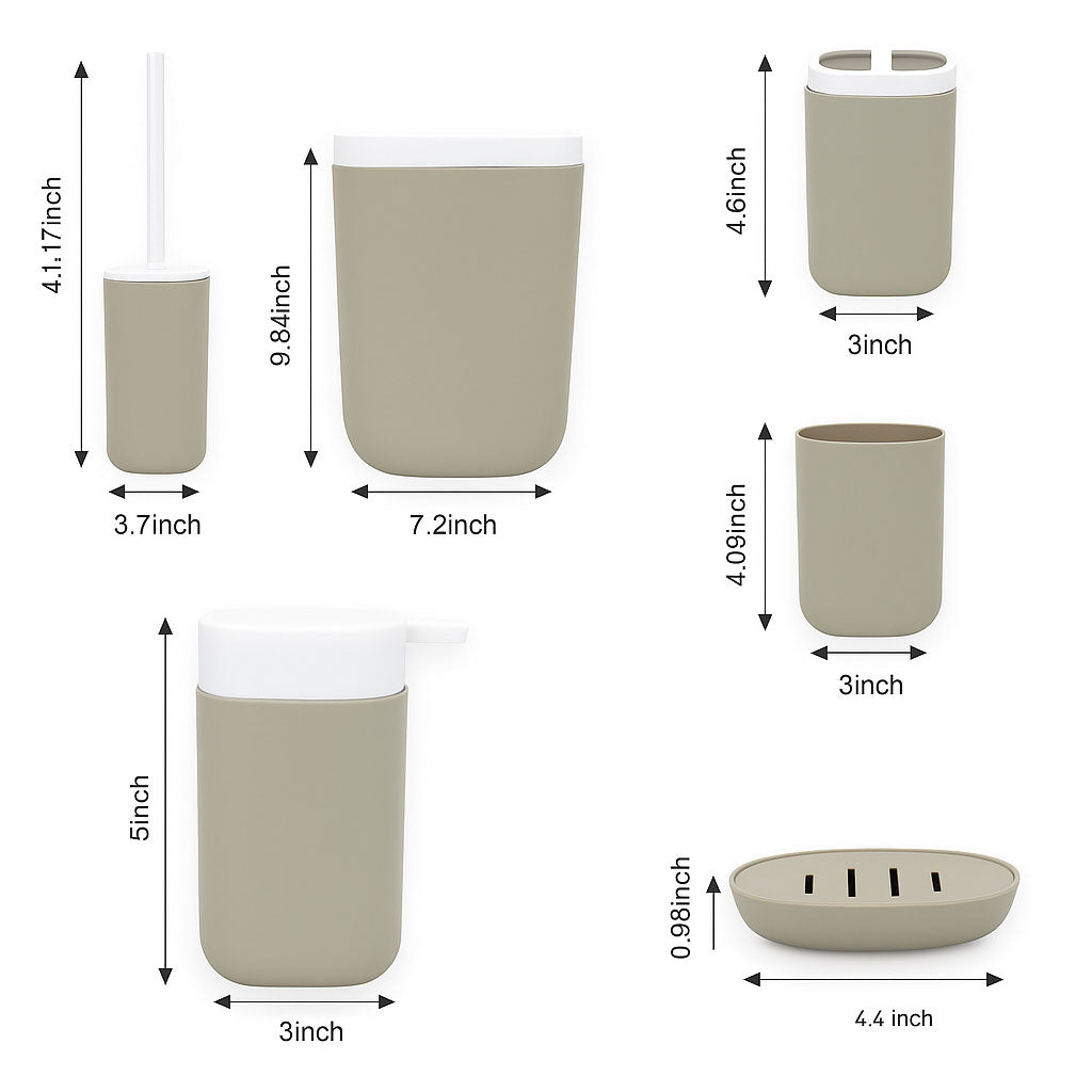 Juego de accesorios de baño de bambú Vigi de 6 piezas
