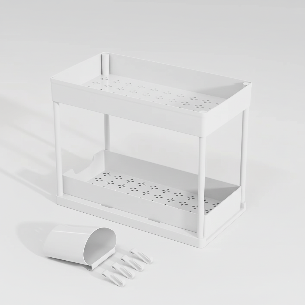 Organizador de gabinete extraíble Silvia - Cesta deslizante con ganchos