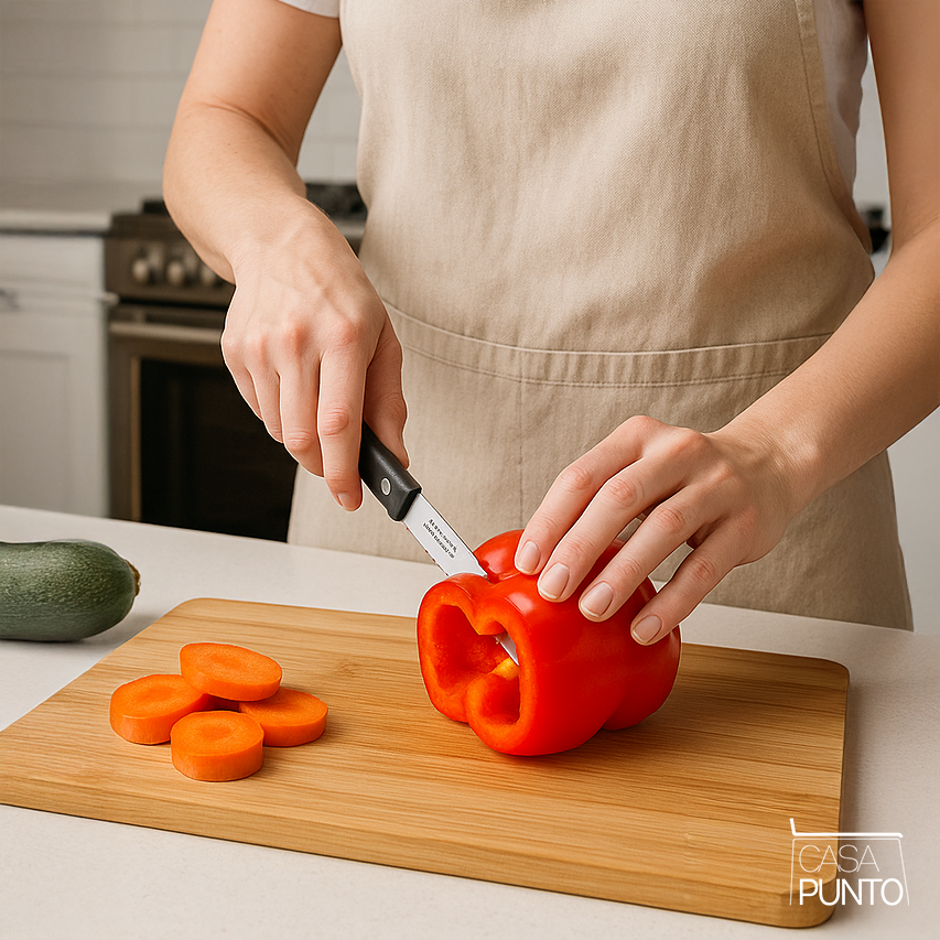 Juego de cuchillos serrados para carne Volza de 6 piezas - Mangos negros con triple remache