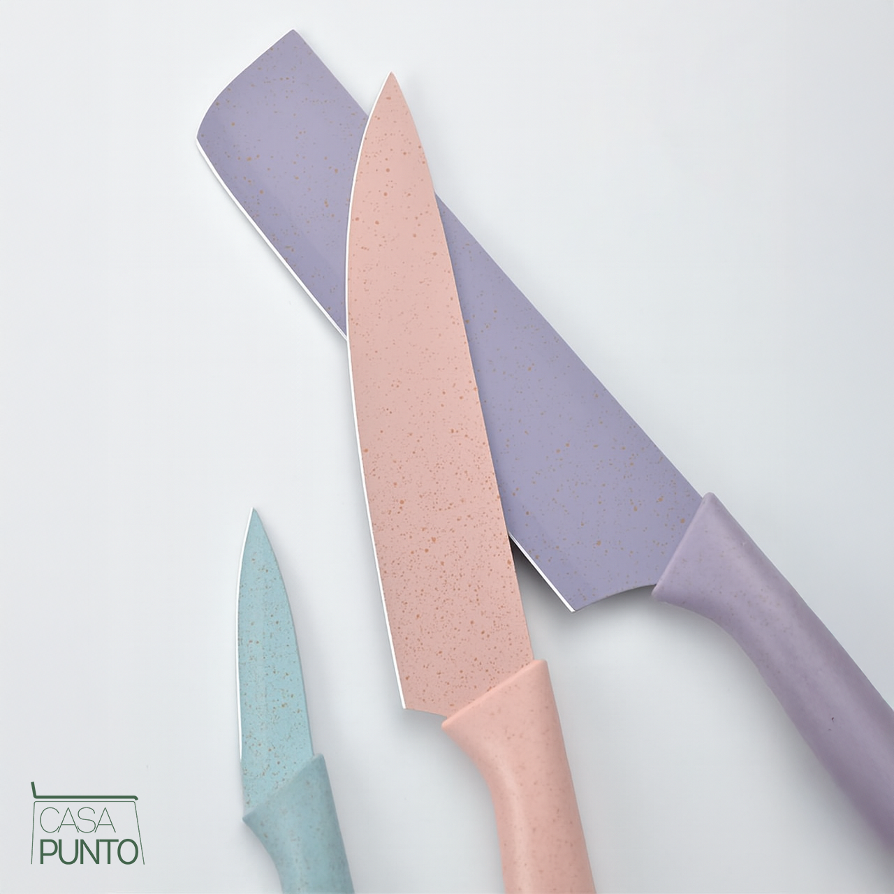 Juego de cuchillos de paja de trigo Turbo de 6 piezas, coloridos con afilador y estuche