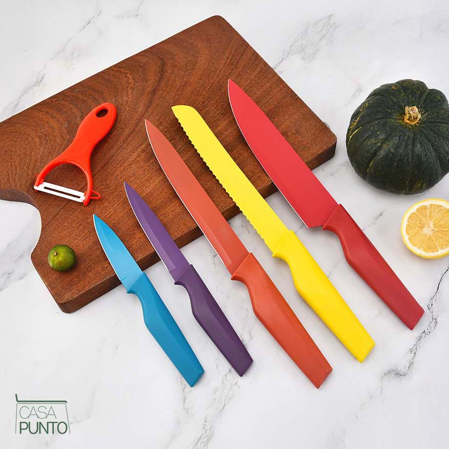 Juego colorido de cuchillos antiadherentes Gordon de 6 piezas