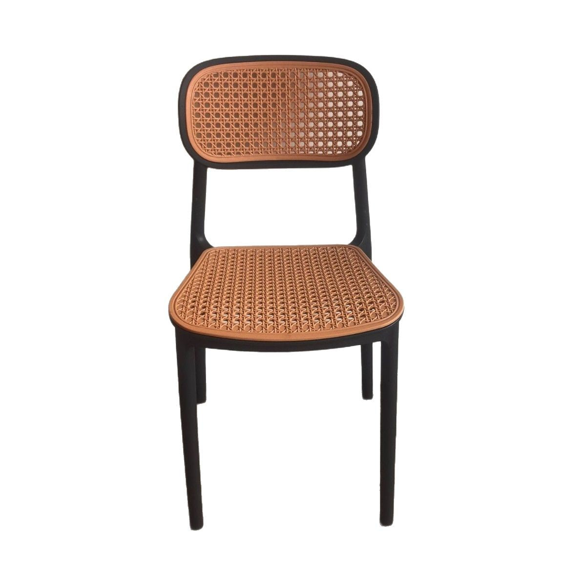 Silla de comedor apilable Dina - Con respaldo de ratán