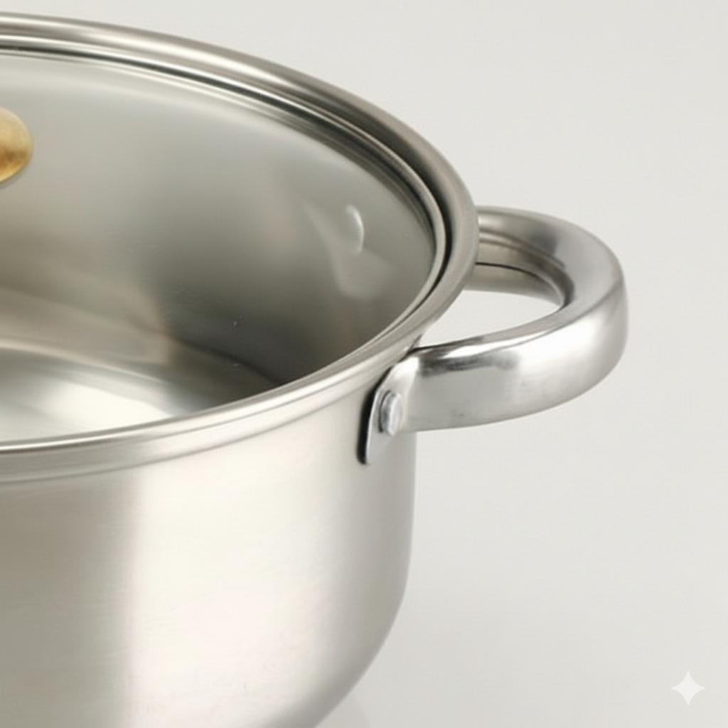 Batería de cocina Ingrid de acero inoxidable de 10 piezas - Profesional con tapas de vidrio