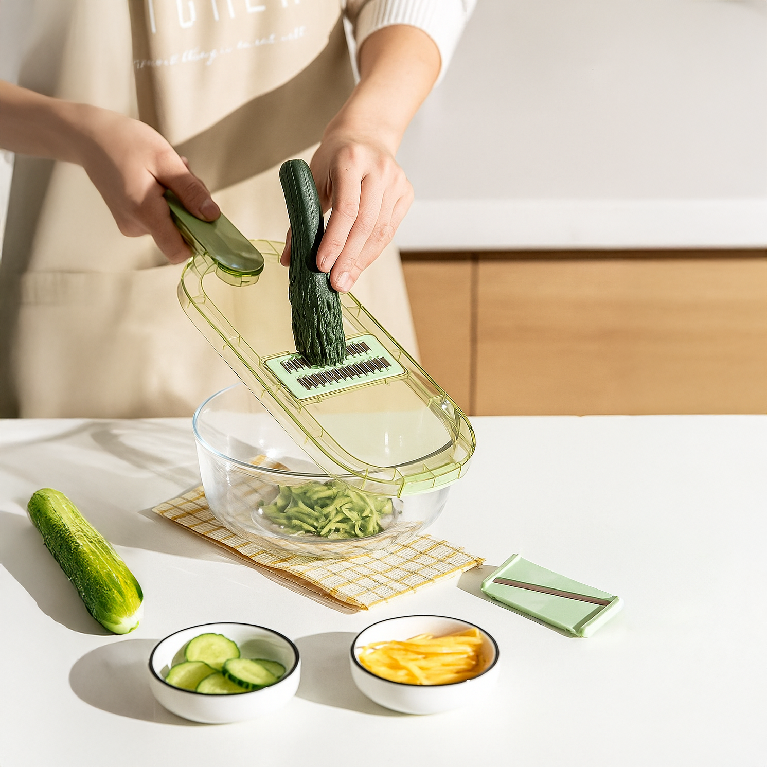 Juego de cortadora Pico 6 en 1 - Verde con caja de drenaje y protector de mano