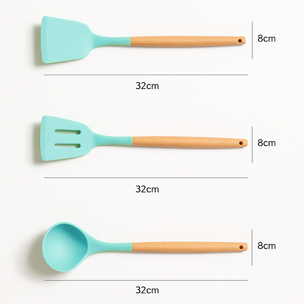 Juego de cuchillos y utensilios de cocina Carly de 19 piezas - Antiadherente con bloque de madera