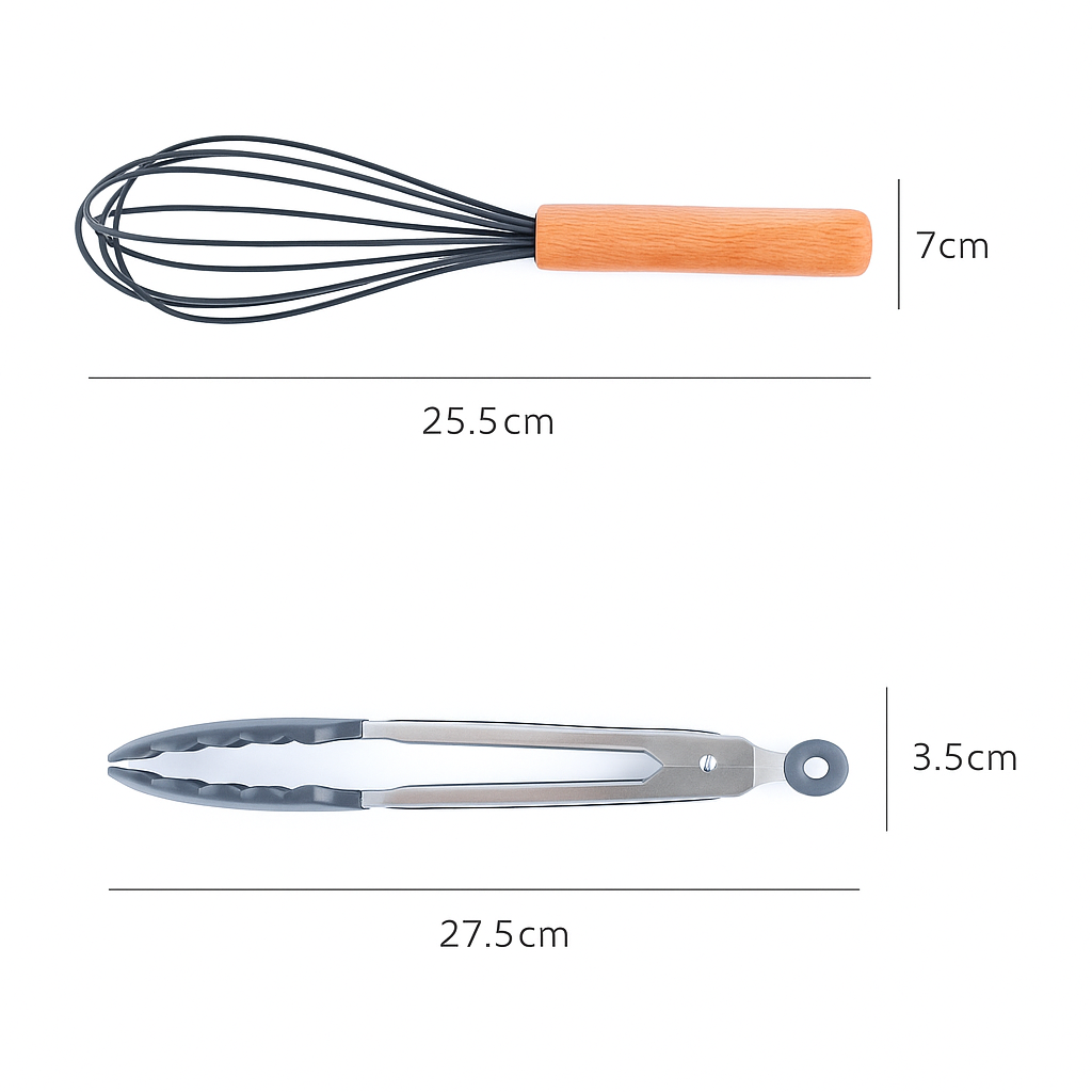 Juego de cuchillos y utensilios de cocina Carly de 19 piezas - Antiadherente con bloque de madera