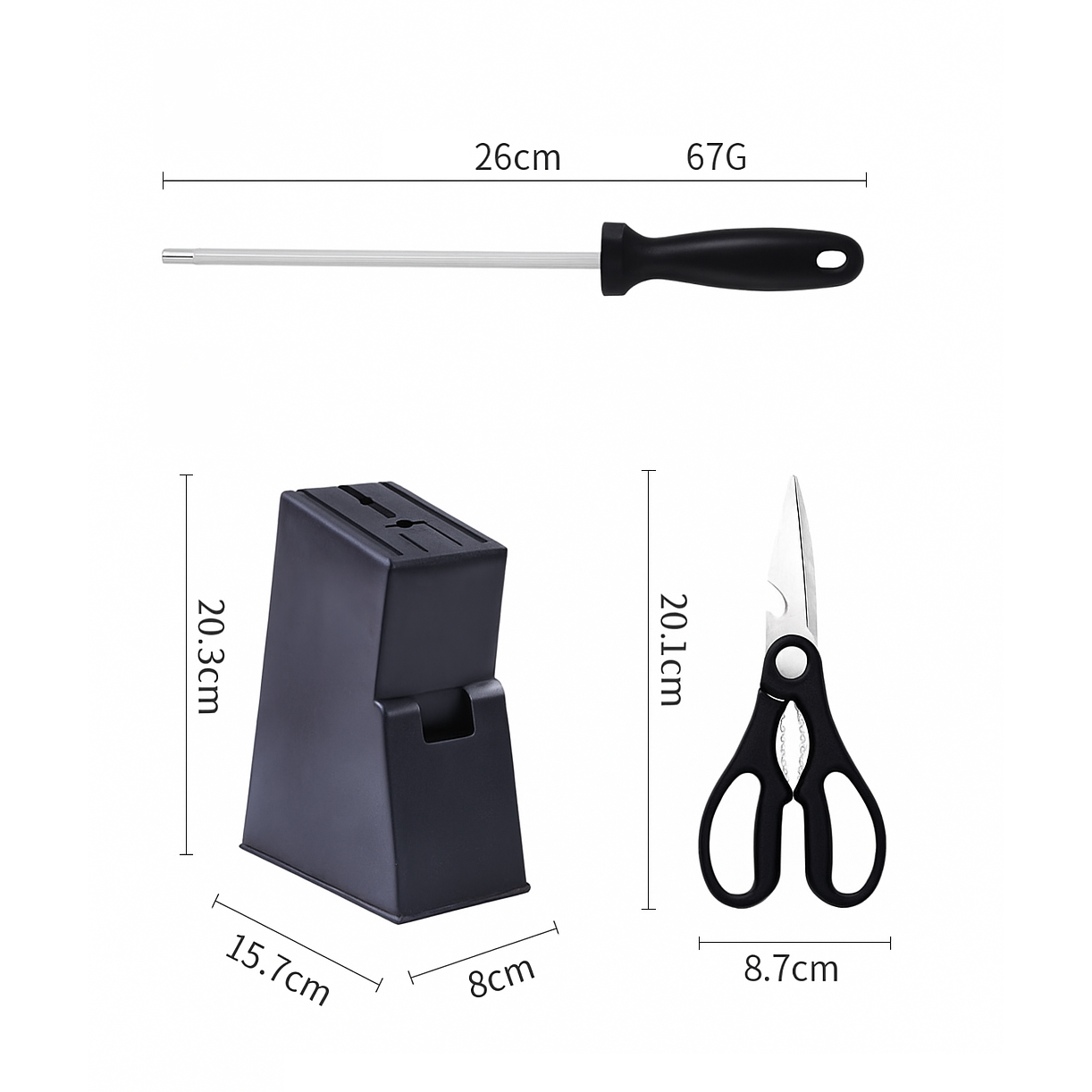 Juego de cuchillos con diseño de Damasco Yomo de 6 piezas, acero profesional con bloque de madera