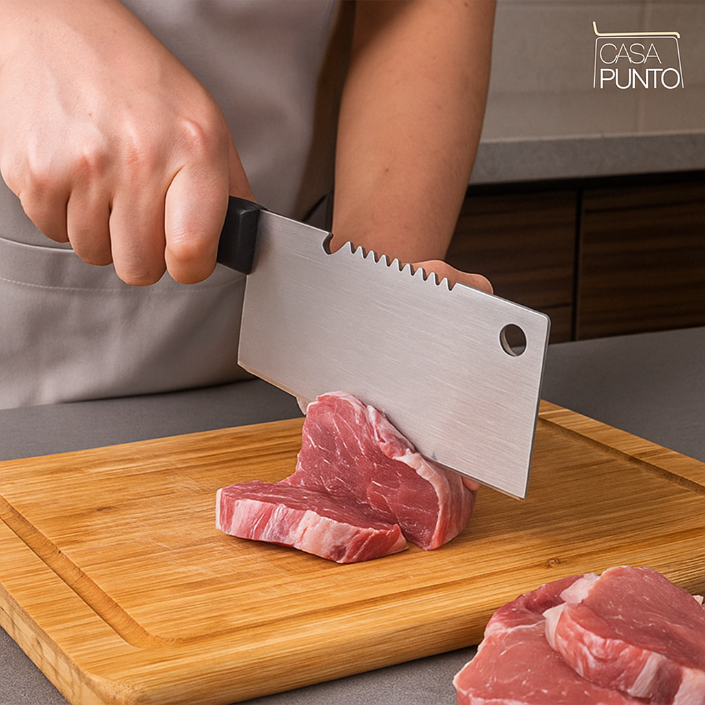 Juego de cuchillos profesionales Goldie de 8 piezas - Triple remache negro con bloque de madera