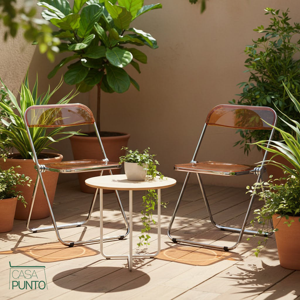 Silla plegable de acrílico transparente Ida - Silla Ghost con estructura de acero cromado