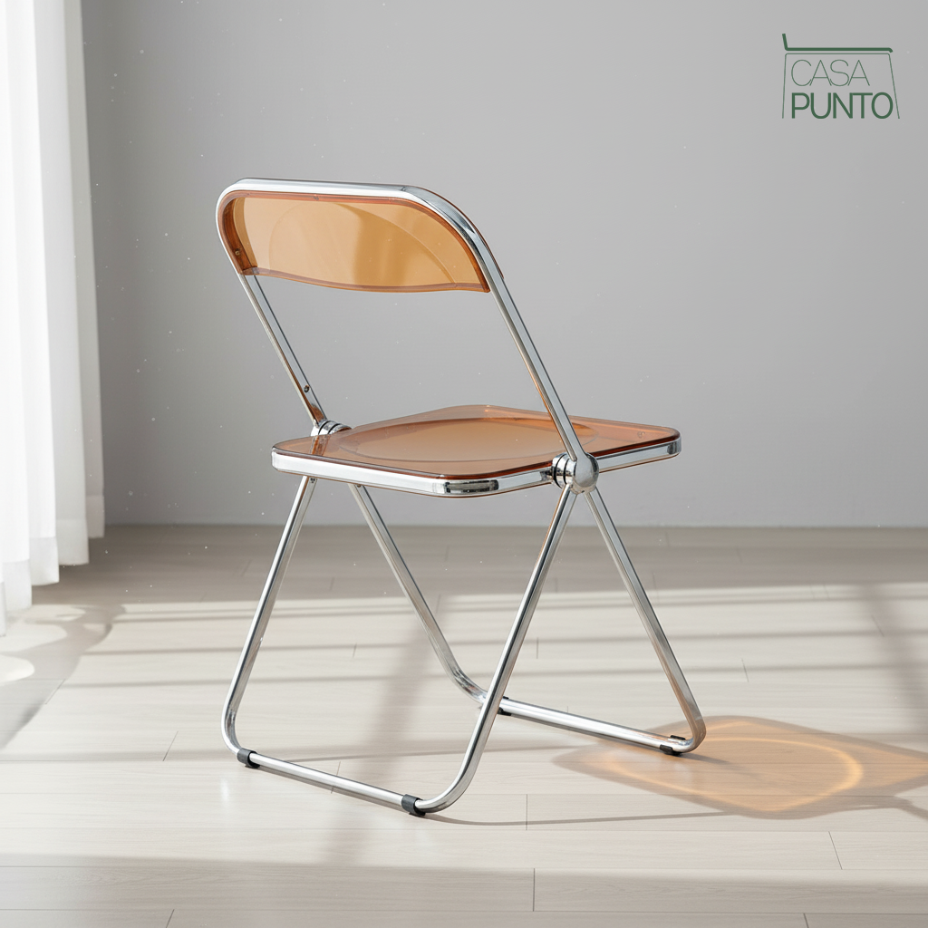 Silla plegable de acrílico transparente Ida - Silla Ghost con estructura de acero cromado