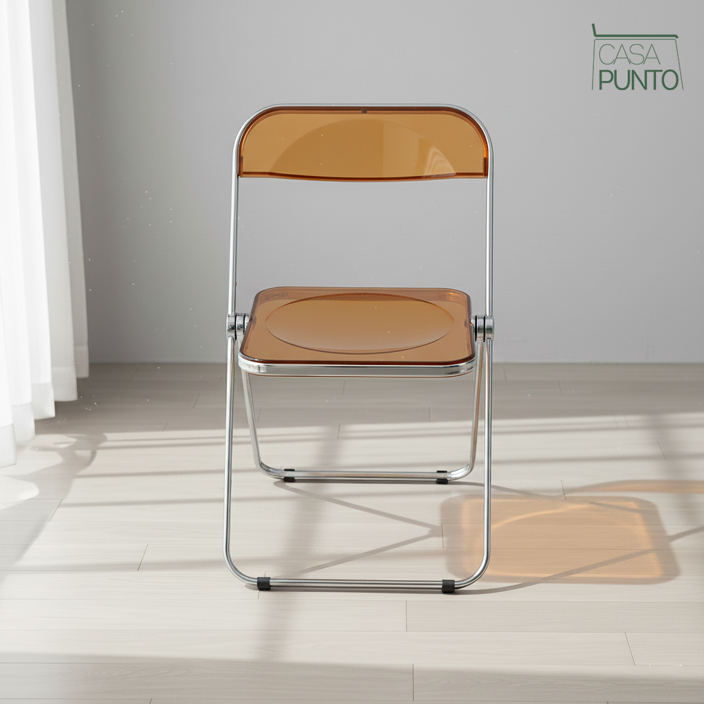 Silla plegable de acrílico transparente Ida - Silla Ghost con estructura de acero cromado