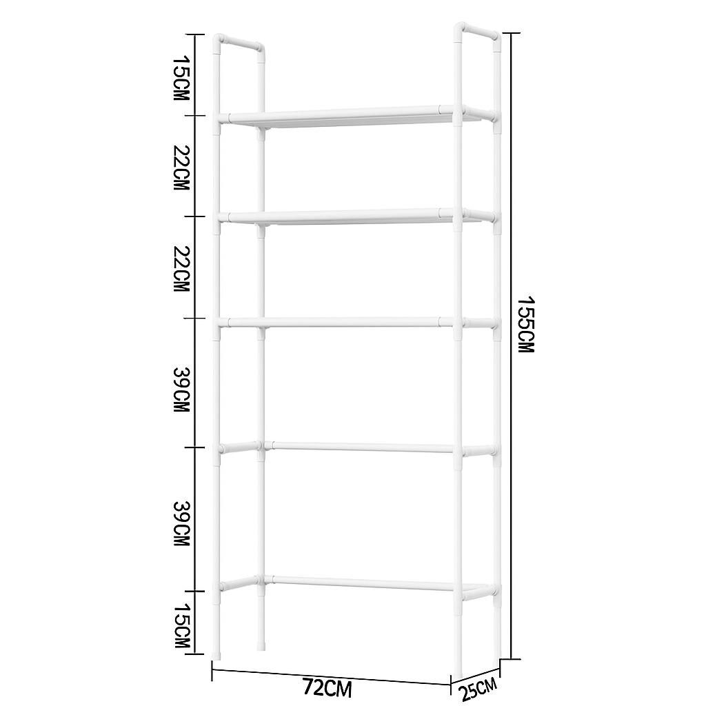 Estante de almacenamiento sobre inodoro de 3 niveles Bugi - Organizador de baño de metal