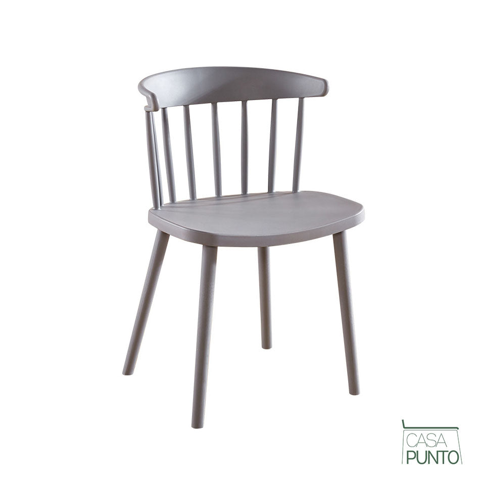 Silla de comedor nórdica Koryn - Plástico apilable con respaldo de eje