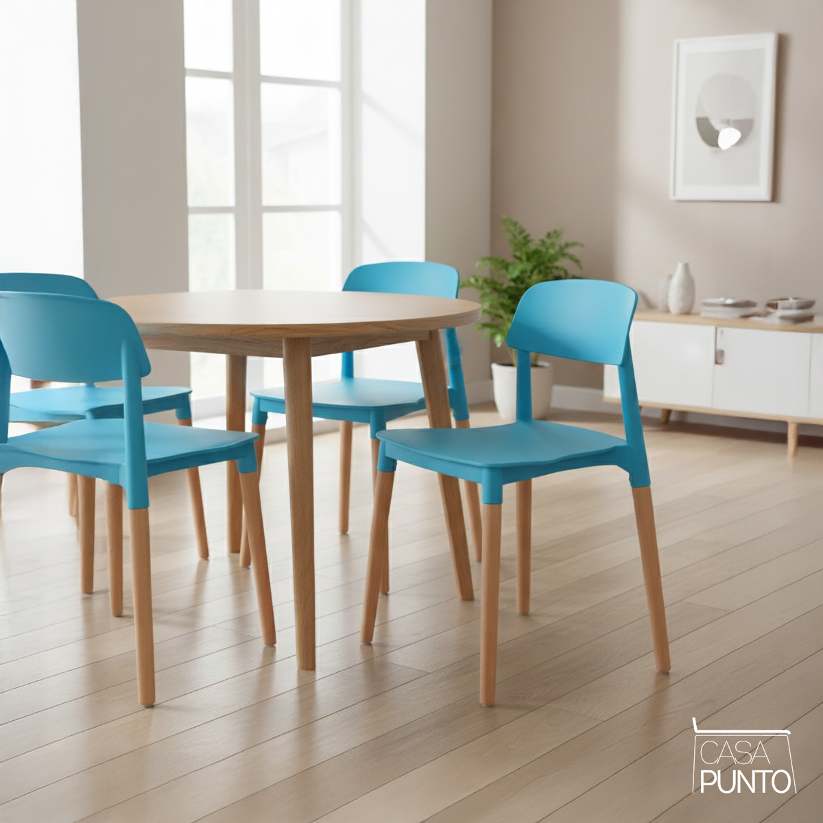 Silla de comedor Sigrid con patas de madera