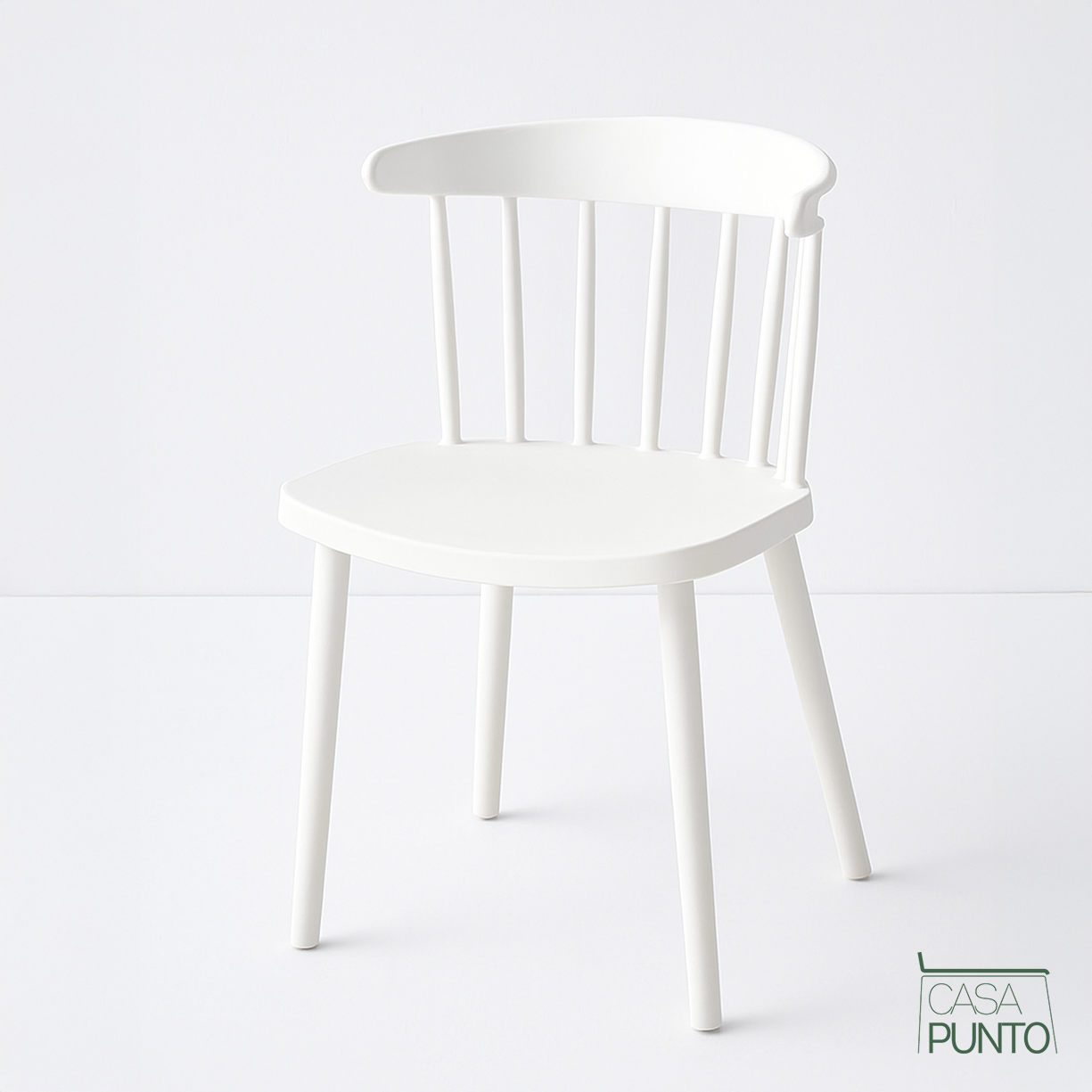 Silla de comedor nórdica Koryn - Plástico apilable con respaldo de eje