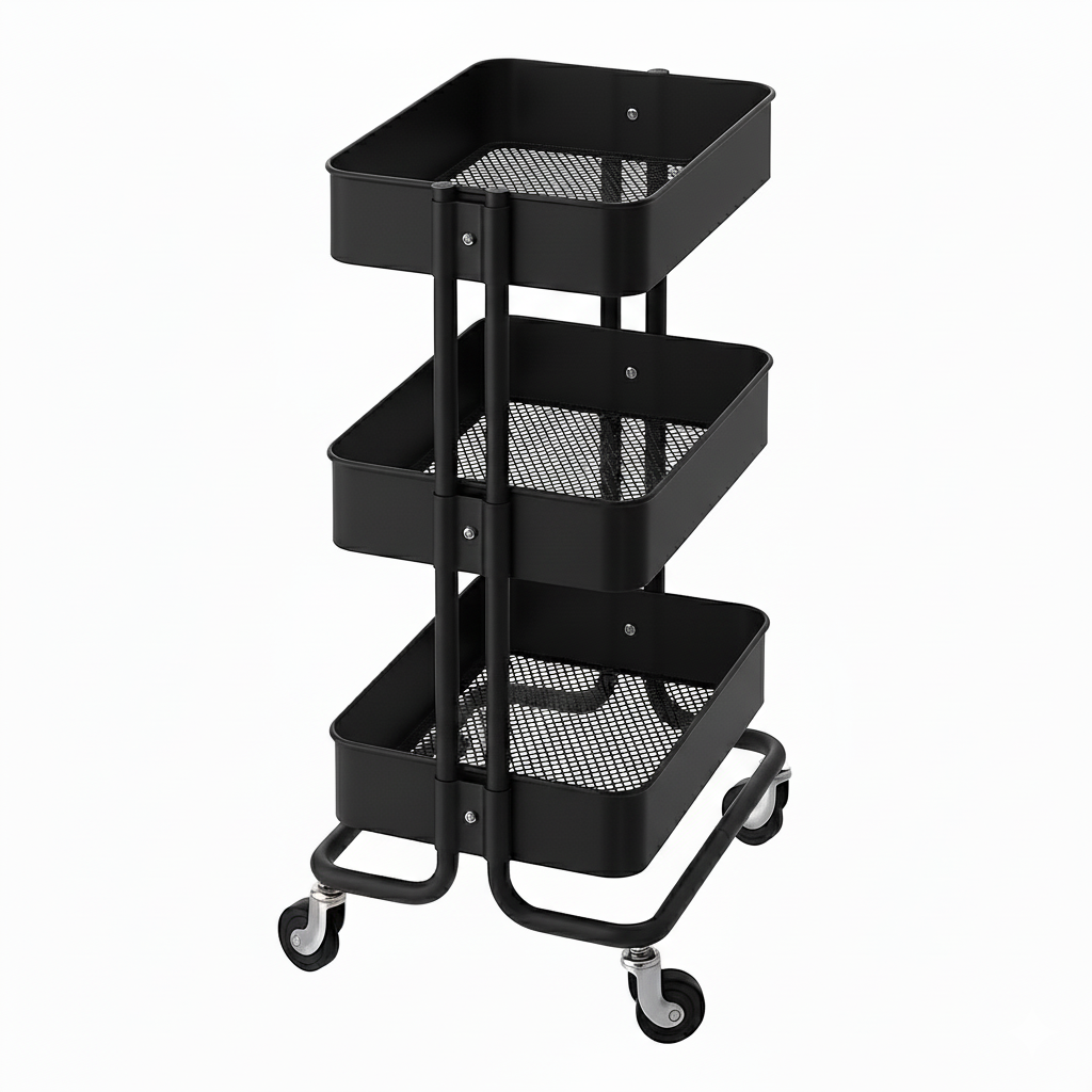 Carrito utilitario con ruedas de 3 niveles Ulla - Organizador de almacenamiento con ruedas