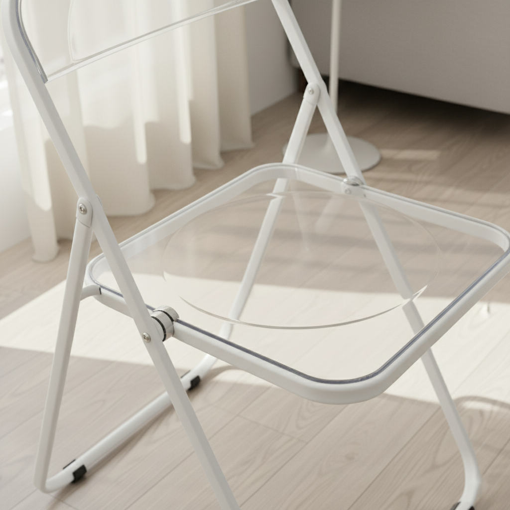 Silla plegable de acrílico transparente Ida - Silla Ghost con estructura de acero cromado