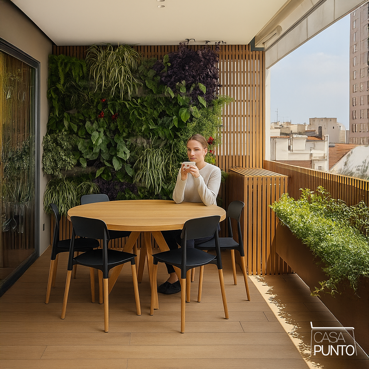 Silla de comedor Sigrid con patas de madera
