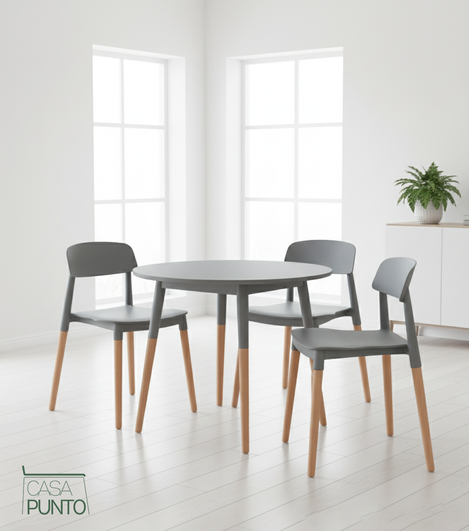 Silla de comedor Sigrid con patas de madera