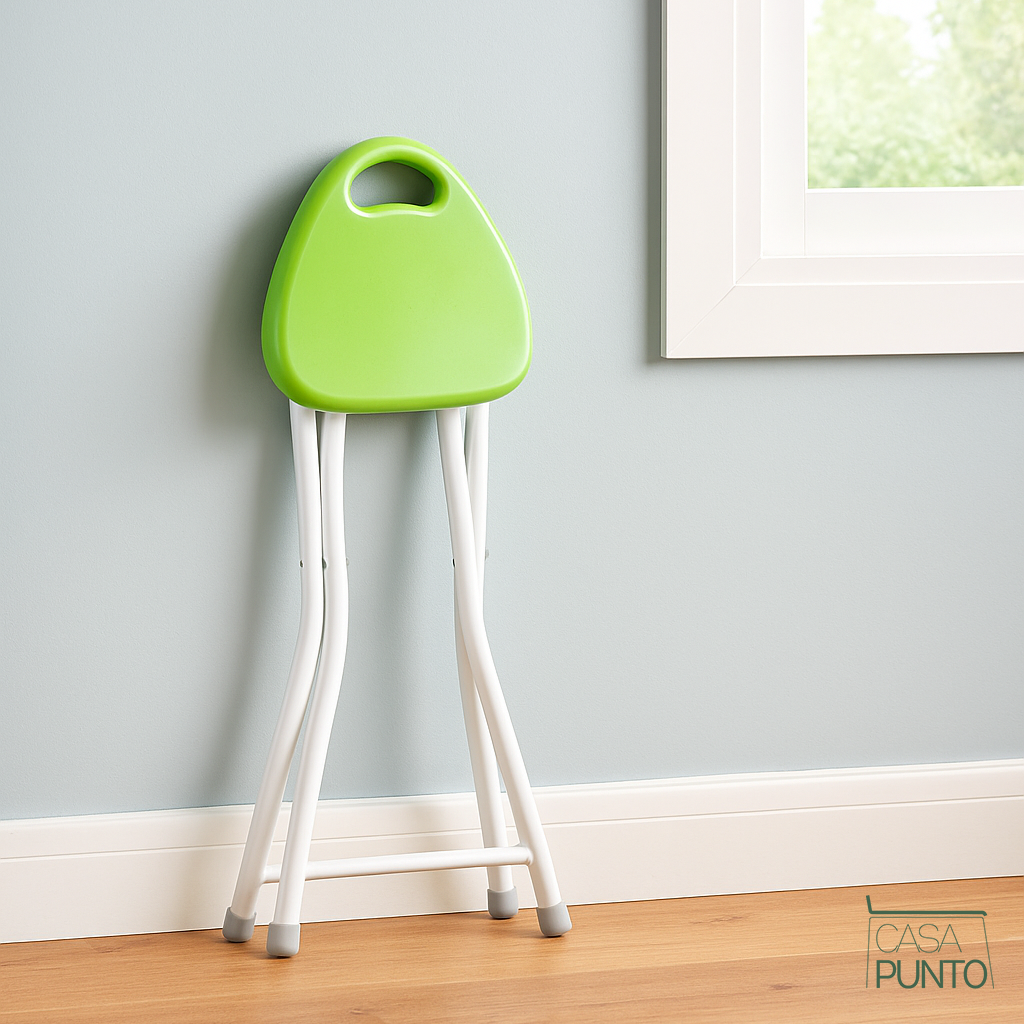 Taburete plegable Josh - Taburete compacto de 4 patas con asa
