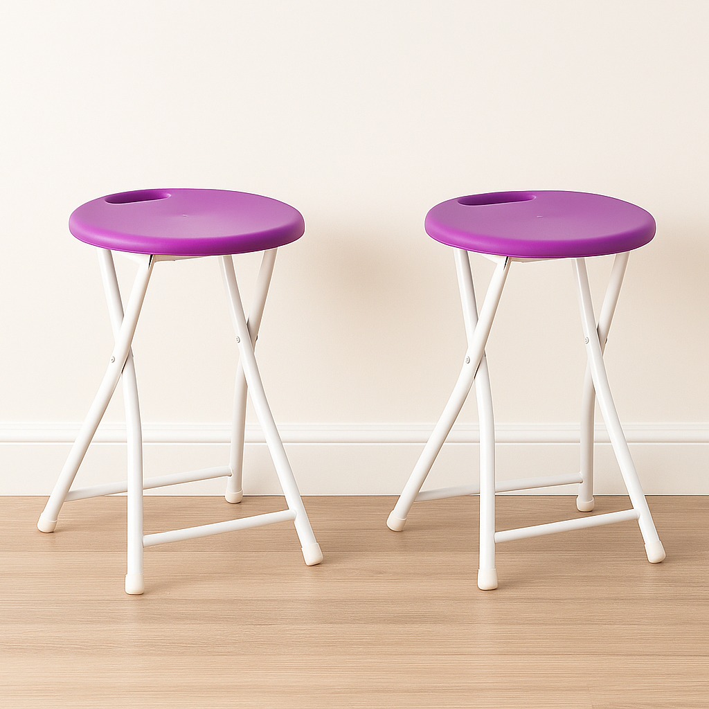 Taburete plegable Josh - Taburete compacto de 4 patas con asa