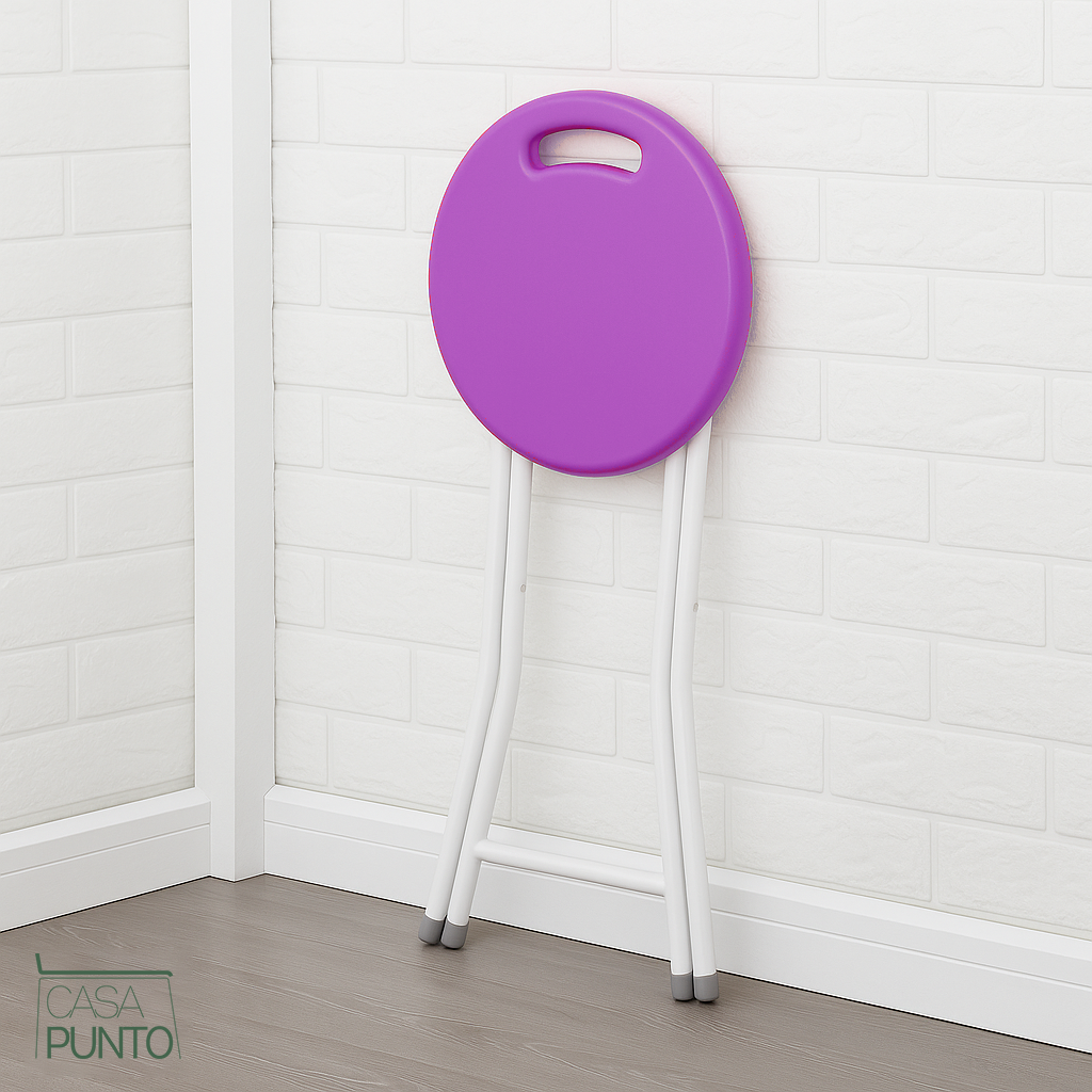 Taburete plegable Josh - Taburete compacto de 4 patas con asa