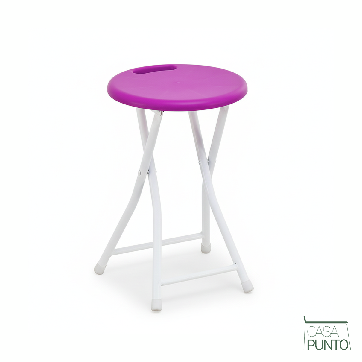 Taburete plegable Josh - Taburete compacto de 4 patas con asa