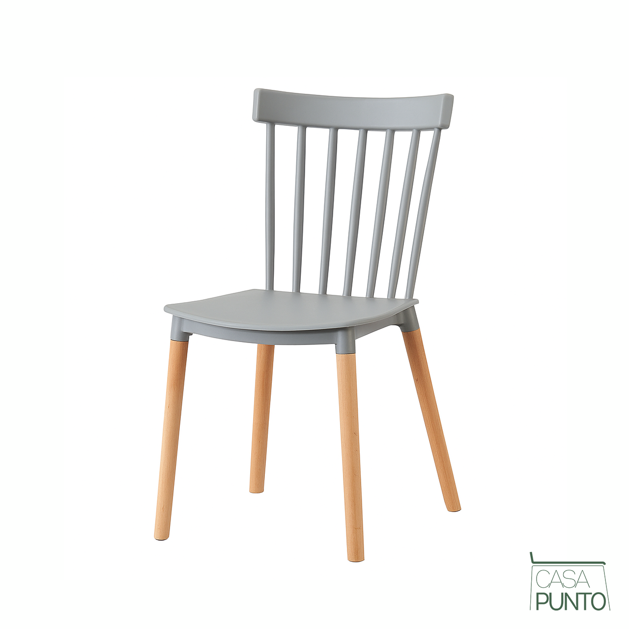 Silla de Comedor Nórdica Ellis - Plástico Negro con Patas de Madera Estilo Escandinavo