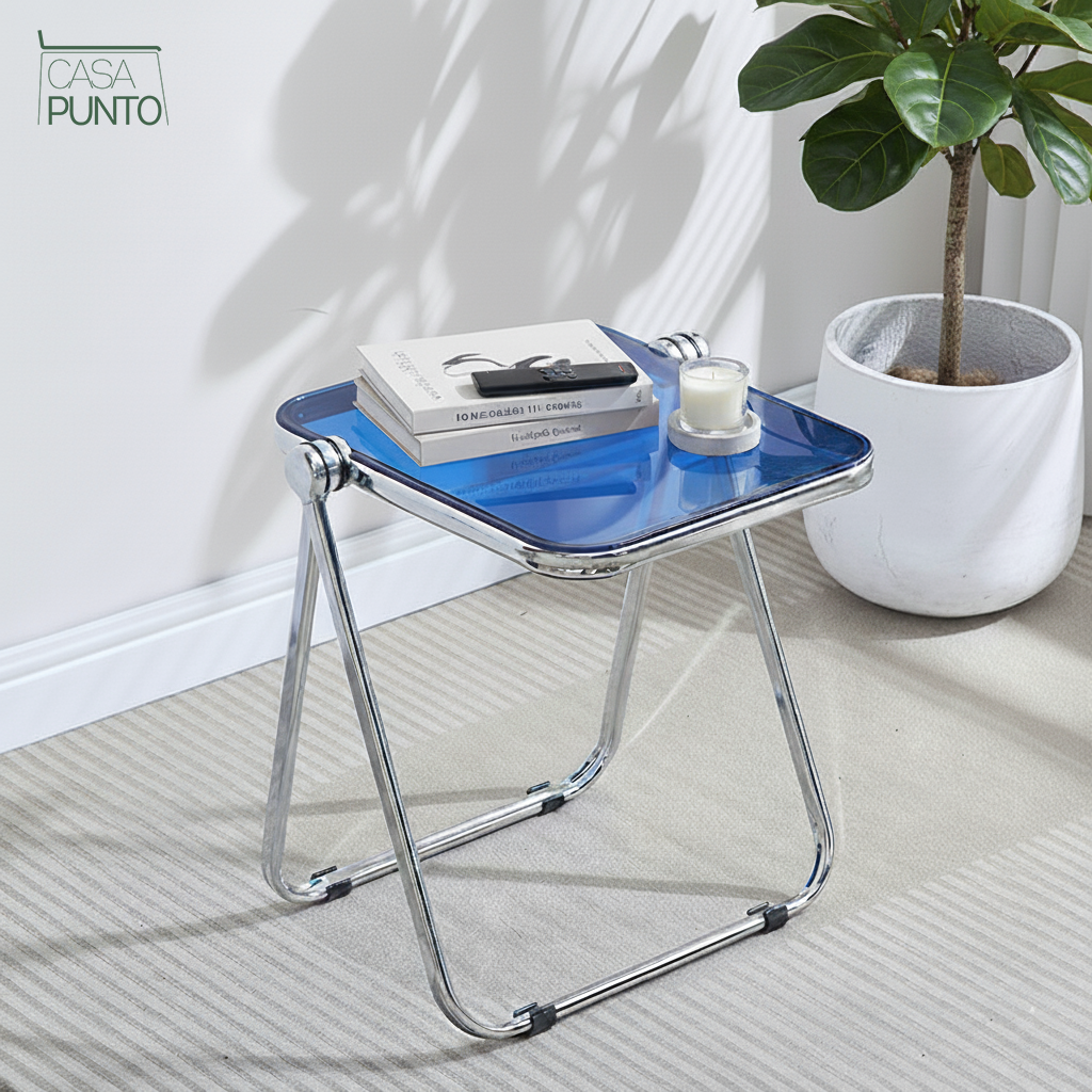 Mio Mini Acrylic Folding Table - Transparent Table with Chrome Legs
