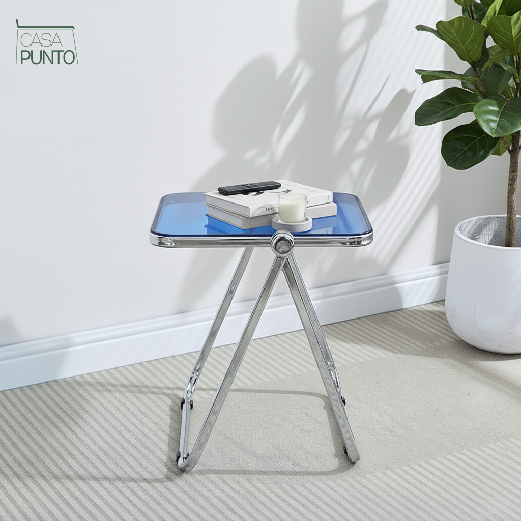 Mio Mini Acrylic Folding Table - Transparent Table with Chrome Legs