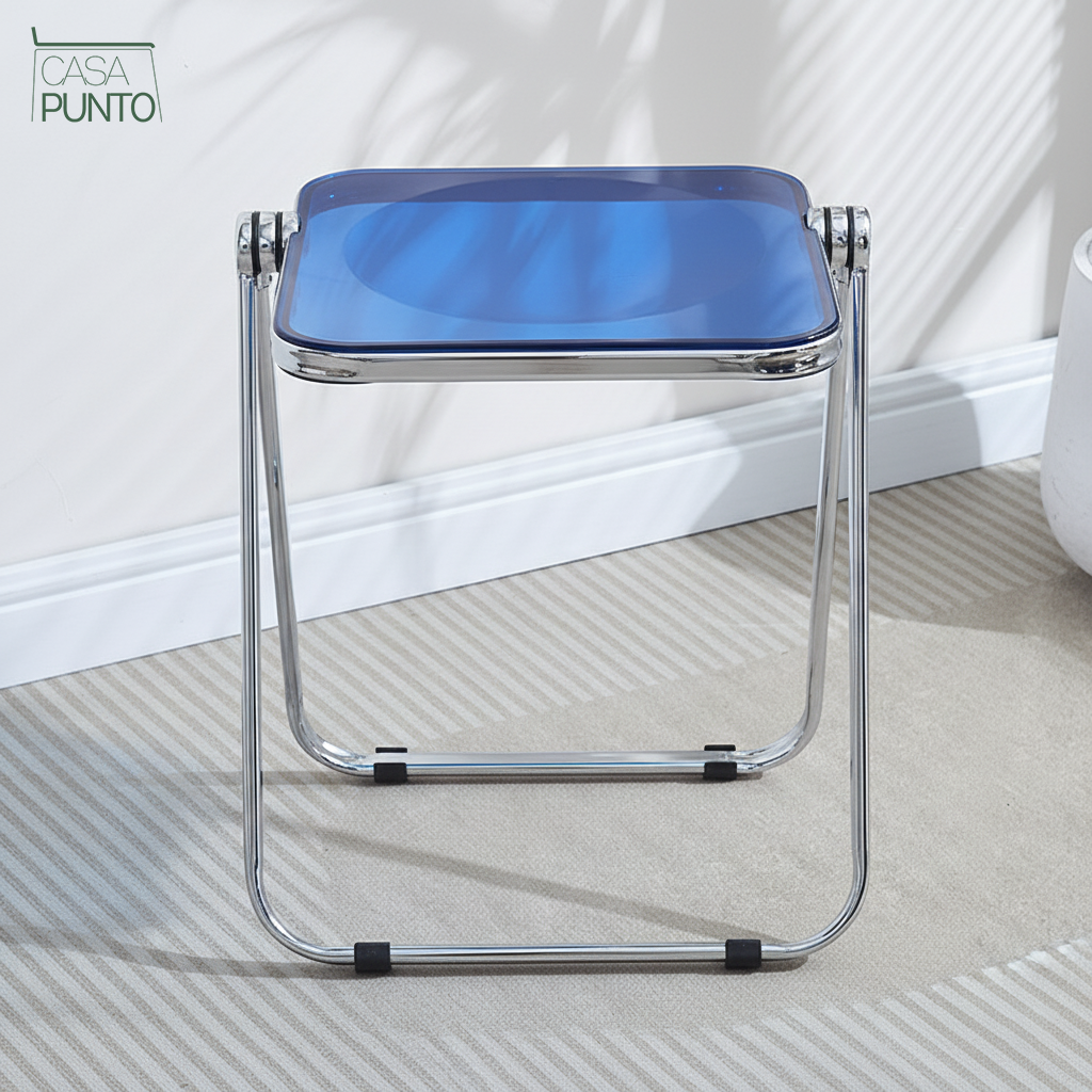 Mio Mini Acrylic Folding Table - Transparent Table with Chrome Legs