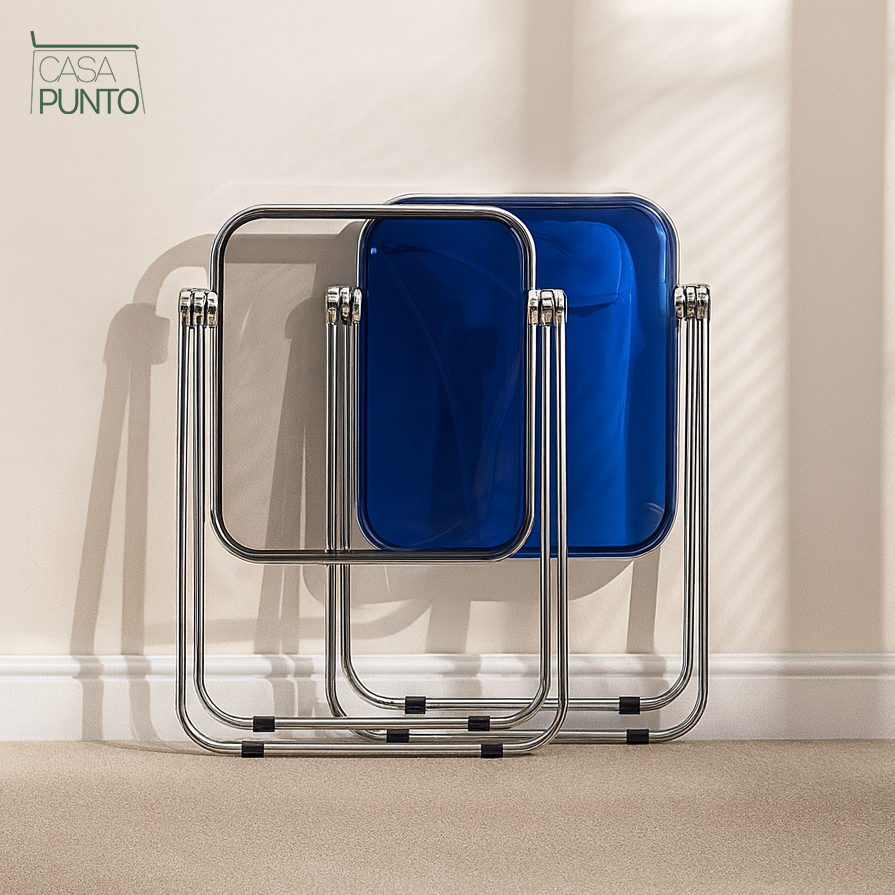 Mio Mini Acrylic Folding Table - Transparent Table with Chrome Legs