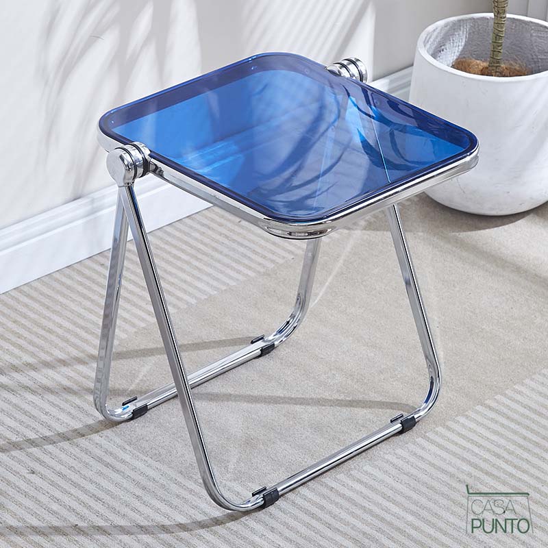 Mio Mini Acrylic Folding Table - Transparent Table with Chrome Legs