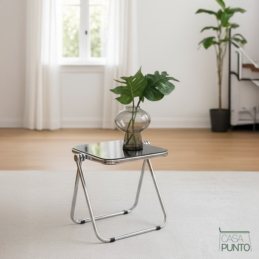 Mio Mini Acrylic Folding Table - Transparent Table with Chrome Legs