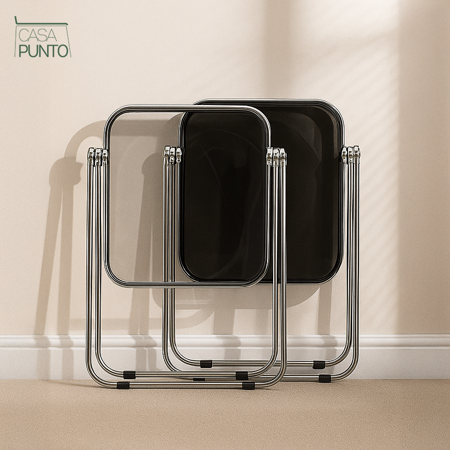 Mio Mini Acrylic Folding Table - Transparent Table with Chrome Legs