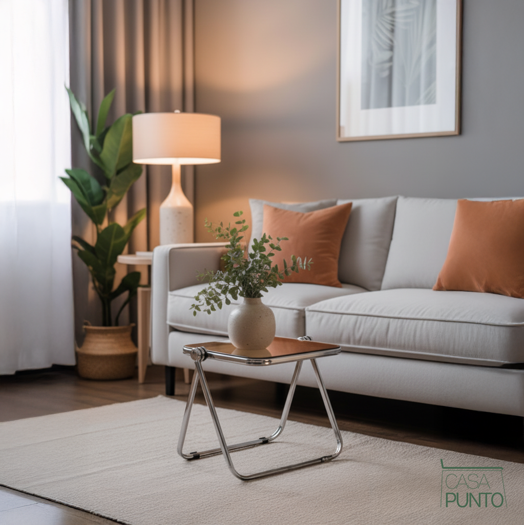 Mio Mini Acrylic Folding Table - Transparent Table with Chrome Legs