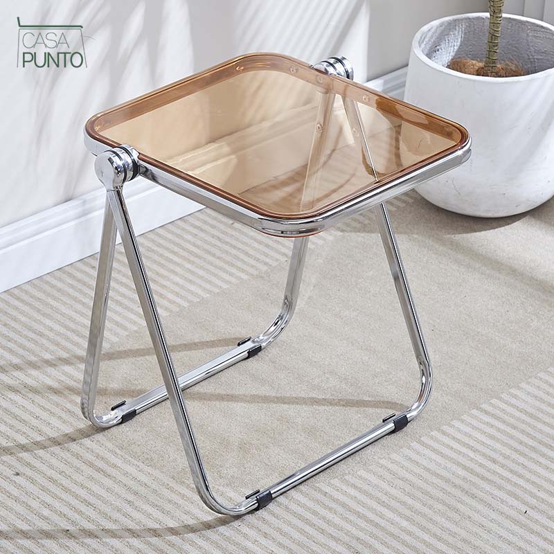 Mio Mini Acrylic Folding Table - Transparent Table with Chrome Legs