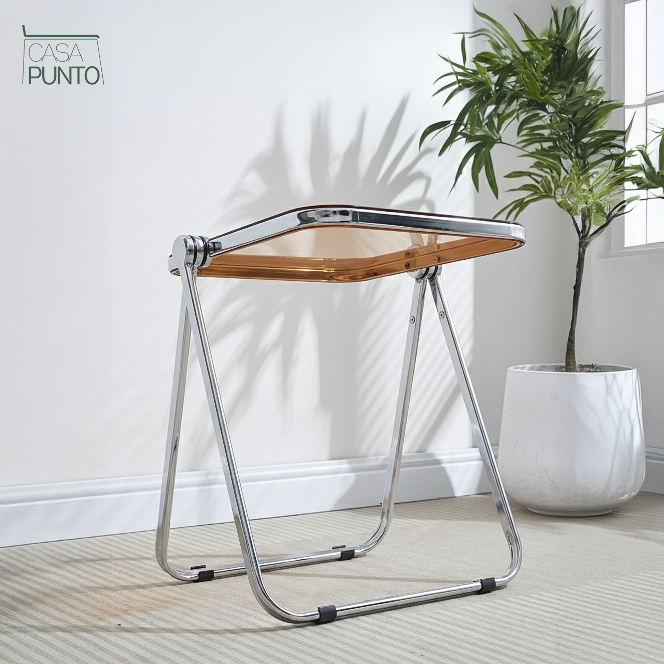 Mio Mini Acrylic Folding Table - Transparent Table with Chrome Legs
