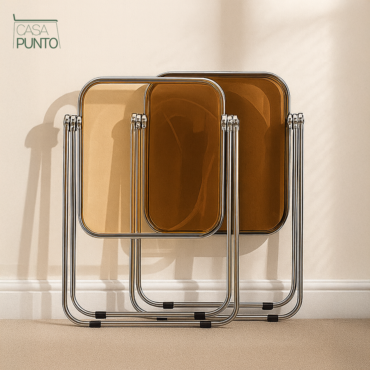 Mio Mini Acrylic Folding Table - Transparent Table with Chrome Legs