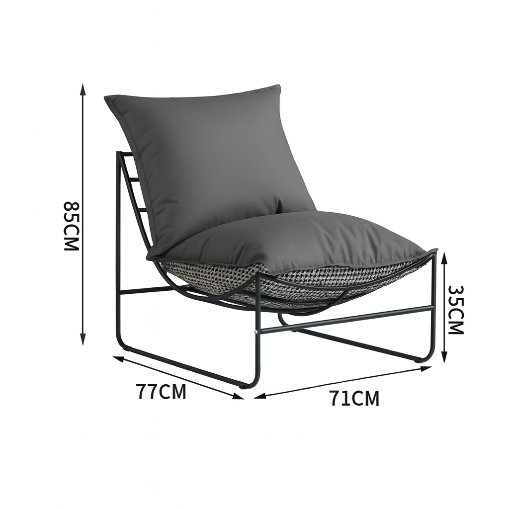 Saga Lazy Chair - Modern Lounge Armchair with Houndstooth Pattern