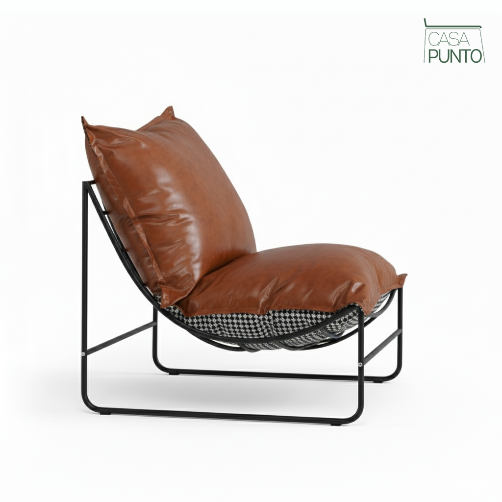 Saga Lazy Chair - Modern Lounge Armchair with Houndstooth Pattern