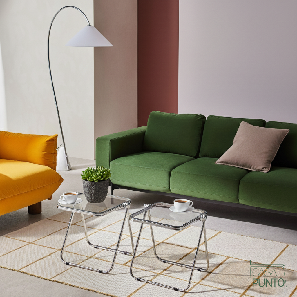 Mio Mini Acrylic Folding Table - Transparent Table with Chrome Legs