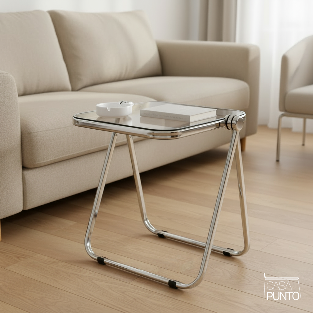 Mio Mini Acrylic Folding Table - Transparent Table with Chrome Legs