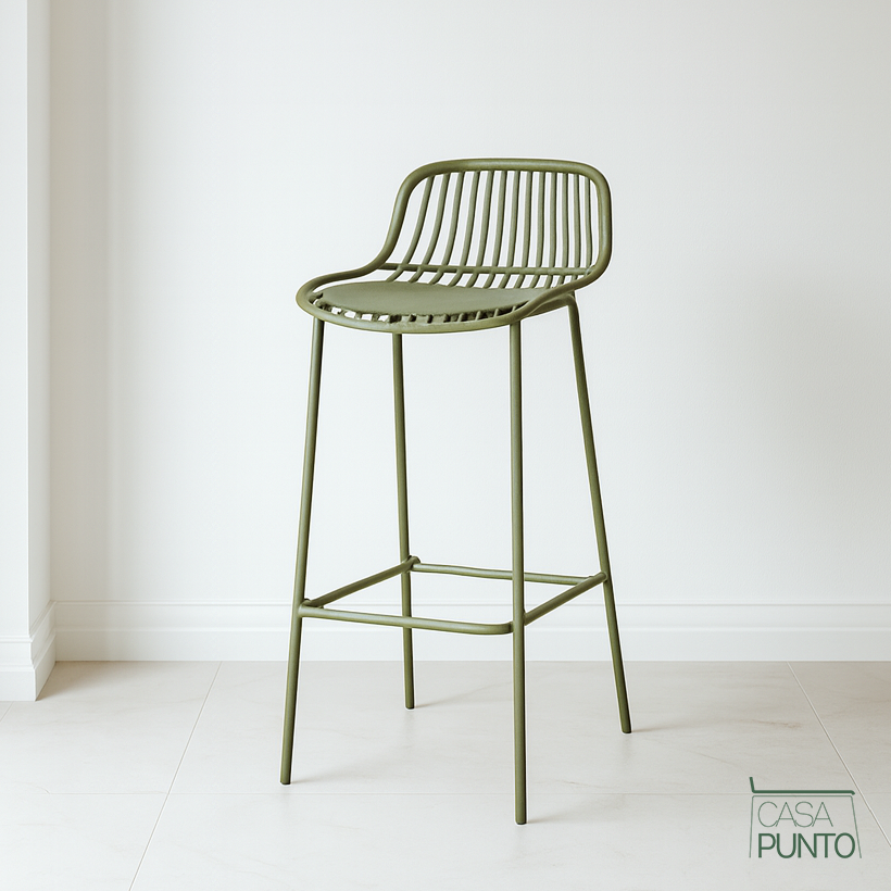 Taburete de bar Kerstin - Trona de metal estilo nórdico