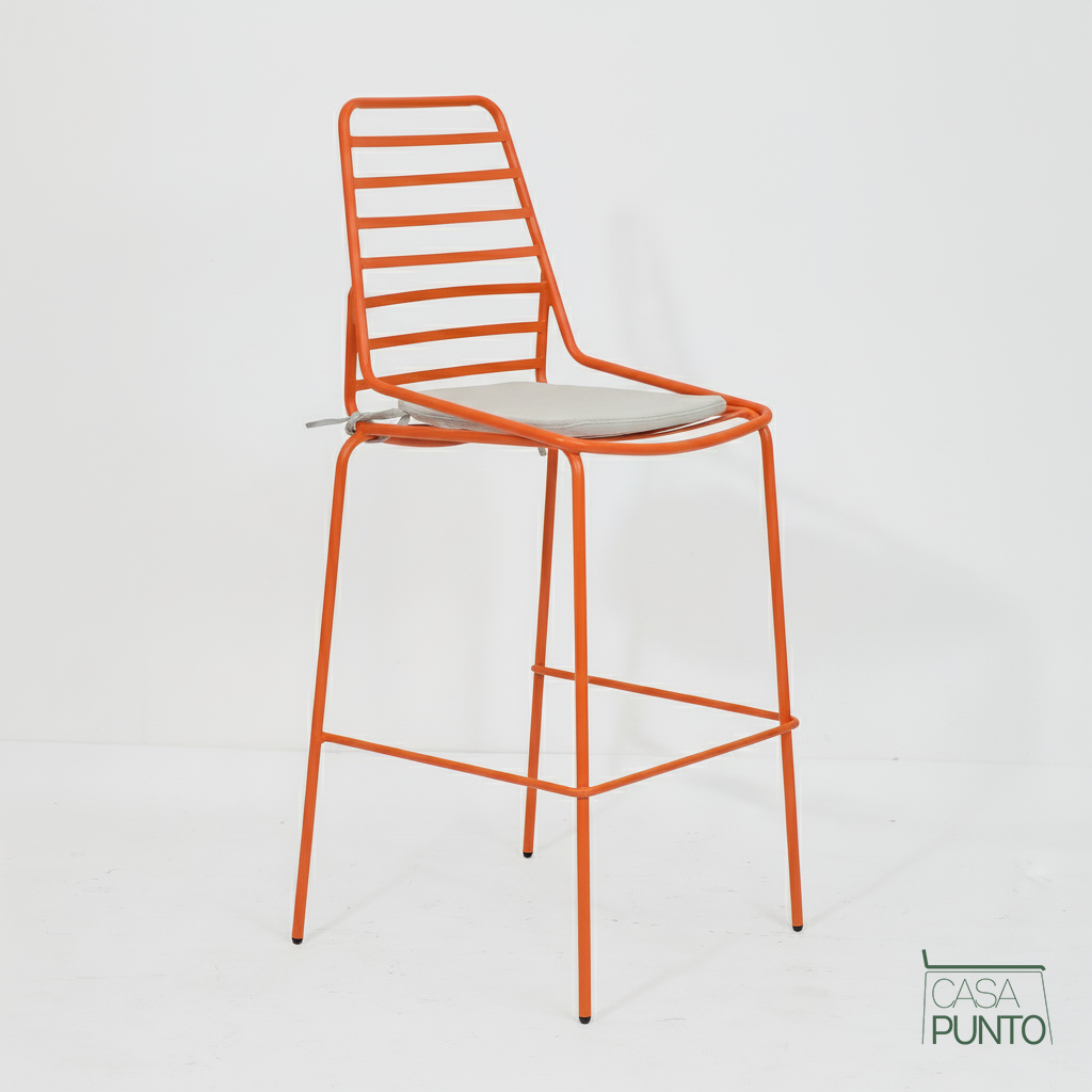Taburete de bar Lovisa - Trona industrial de metal con cojín