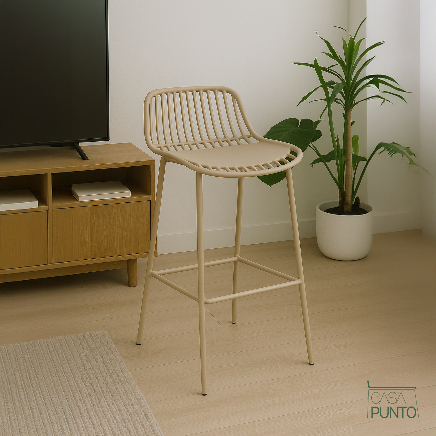 Taburete de bar Kerstin - Trona de metal estilo nórdico